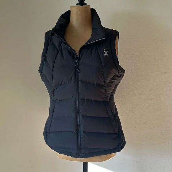 Spyder sz S Syrround Vest Black 700 down filled zip pockets NWOT zip front - Picture 1 of 9